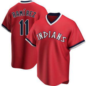 Men's Cleveland Guardians Jose Ramirez Replica Red Road Cooperstown Collection Jersey