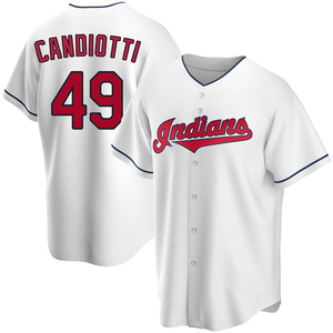 Men's Cleveland Guardians Tom Candiotti Replica White Home Jersey