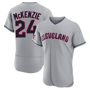 Men's Cleveland Guardians Triston McKenzie Authentic Gray Road Jersey