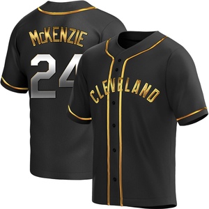 Men's Cleveland Guardians Triston McKenzie Replica Black Golden Alternate Jersey