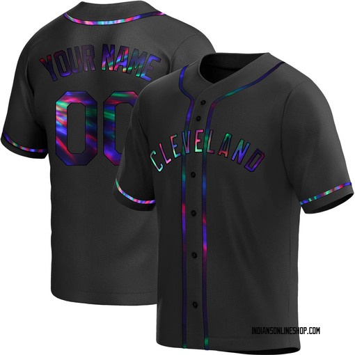 Youth Cleveland Guardians Custom Replica Black Holographic Alternate Jersey