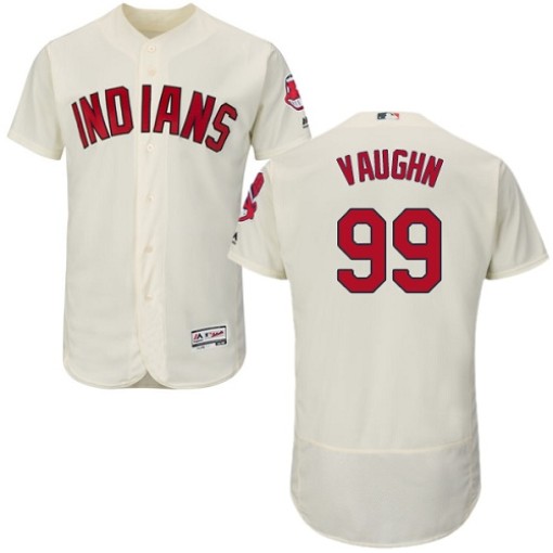 Men's Majestic Cleveland Indians Ricky Vaughn Authentic Cream Flexbase